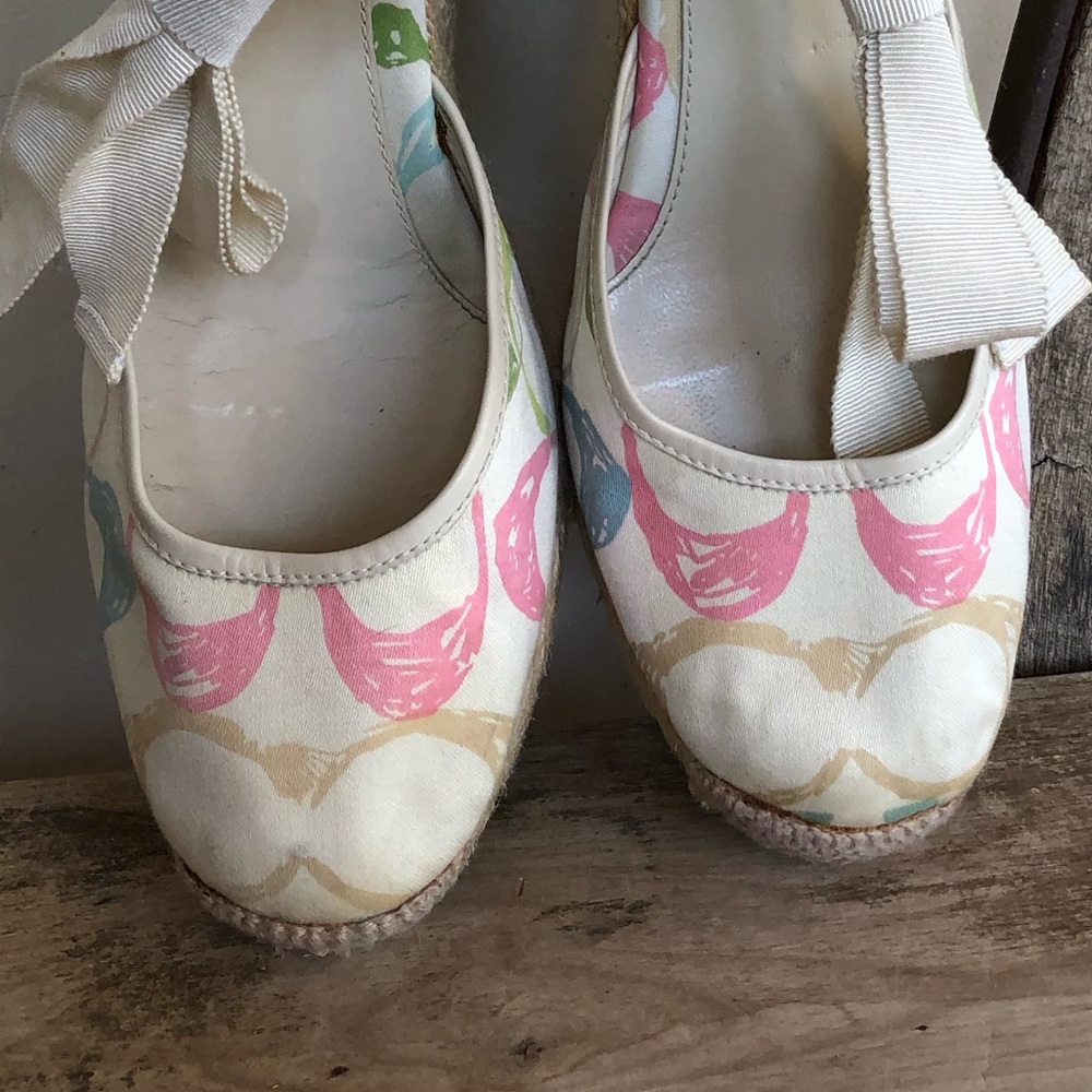 COACH🌷Espadrilles Cute Signature Ankle Tie Wedges - Picture 11 of 12